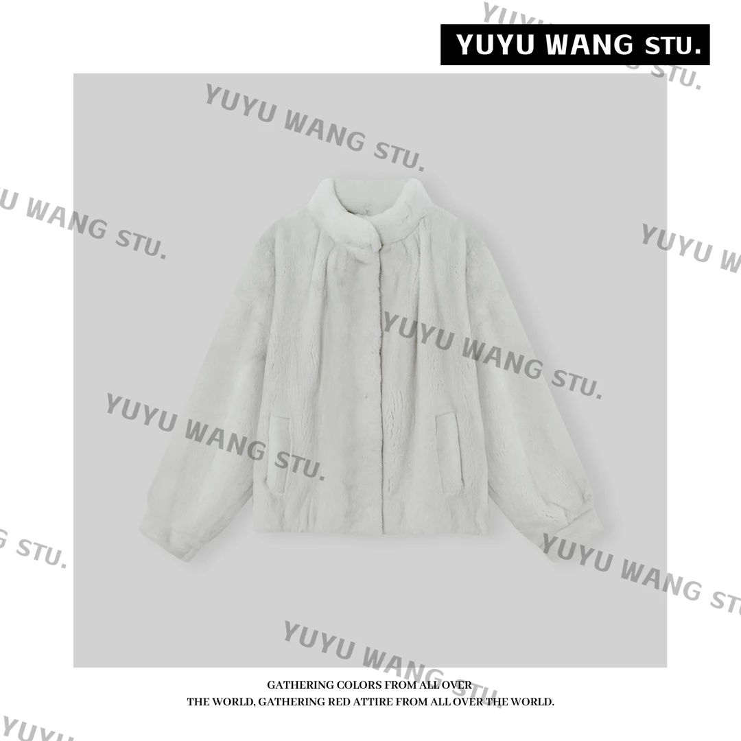 YUYU WANG【北欧】稀有淡zi貂 进口貂皮大衣紫标水貂皮草短款外套
