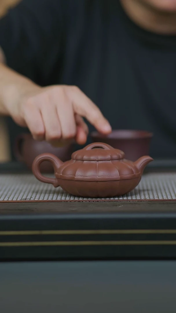 茶壶紫砂紫泥筋纹合欢260cc