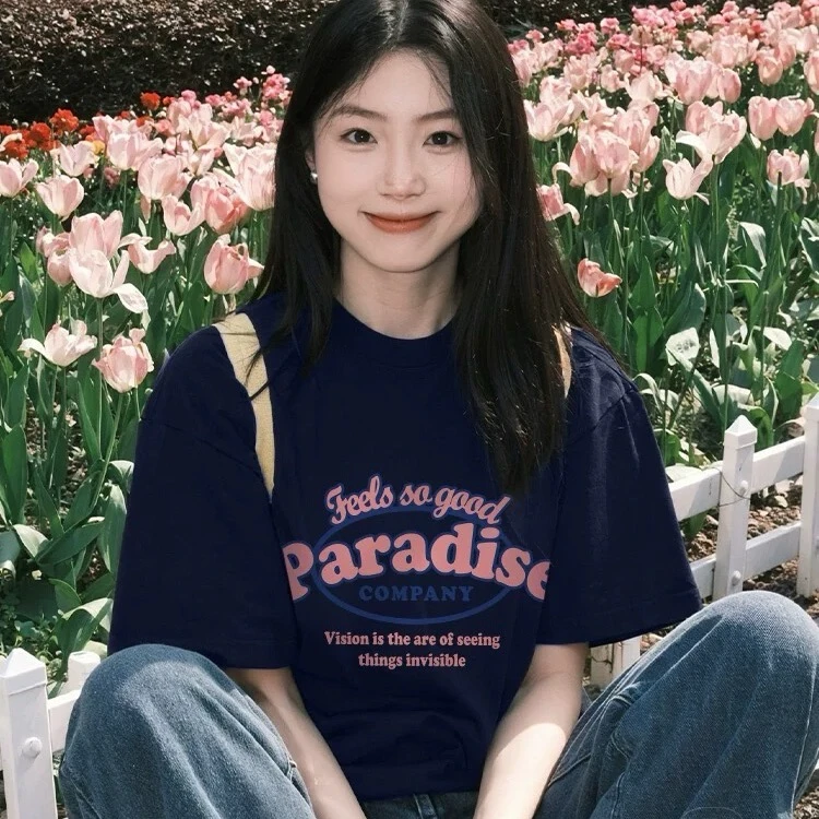 美式短袖t恤女2025新款爆款夏季百搭宽松显瘦纯棉半袖独特上衣