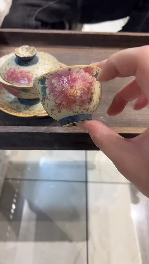 盘陶青花火石红茶具