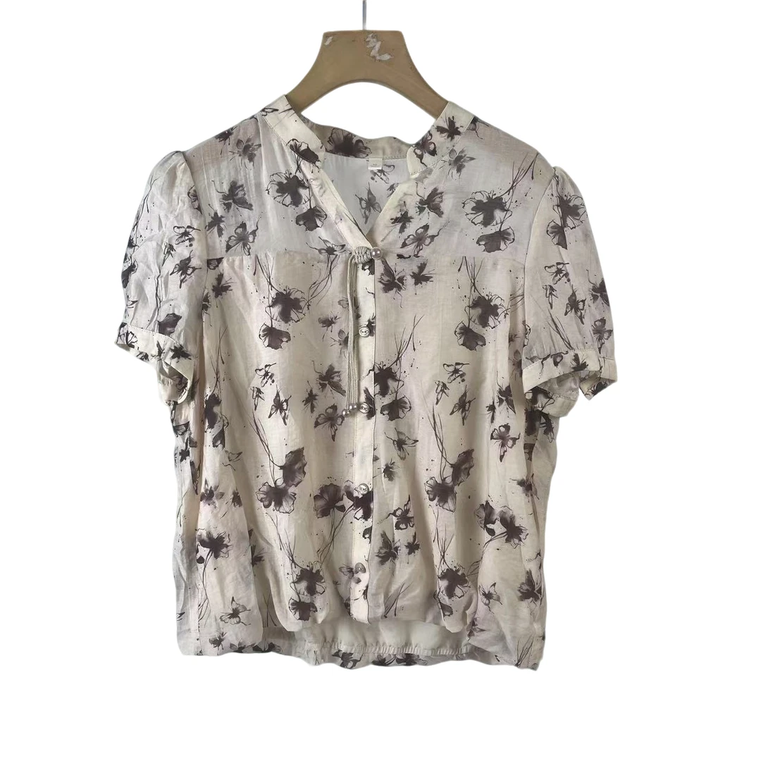 【W3415杏色小衫】女款显瘦气质时尚女士轻奢休闲百搭小衫