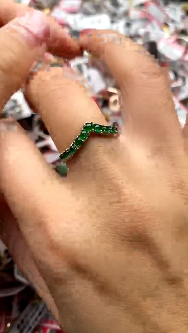 【闪购商品】翡翠戒指银S925镶嵌222222     5