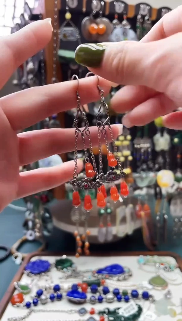 银S925镶嵌翡翠耳饰饰品