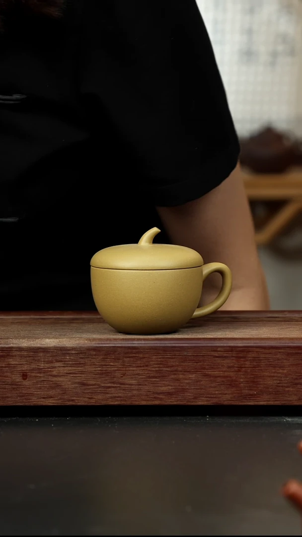 紫砂茶杯黄金段小苹果盖杯
