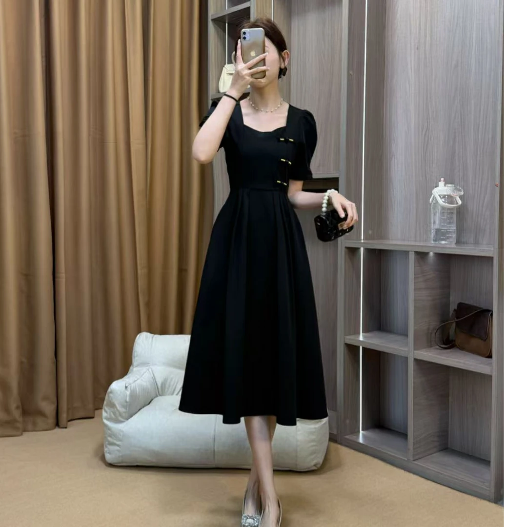 【现货】盘扣显瘦收腰气质赫本风小黑裙RS2269夏季
