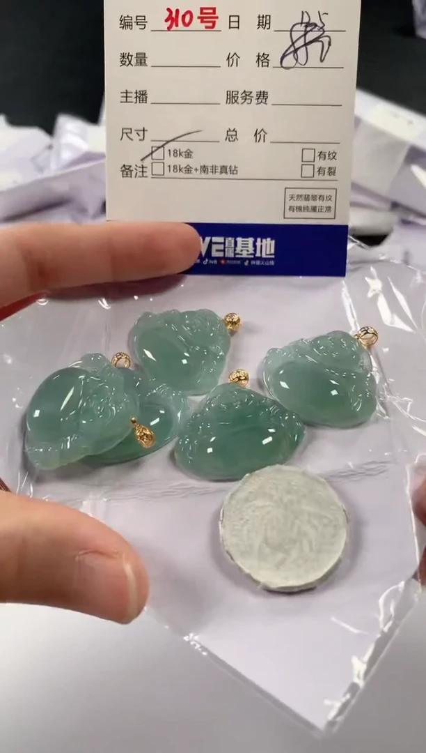 颈饰18K金镶嵌翡翠多样性发货，发一件