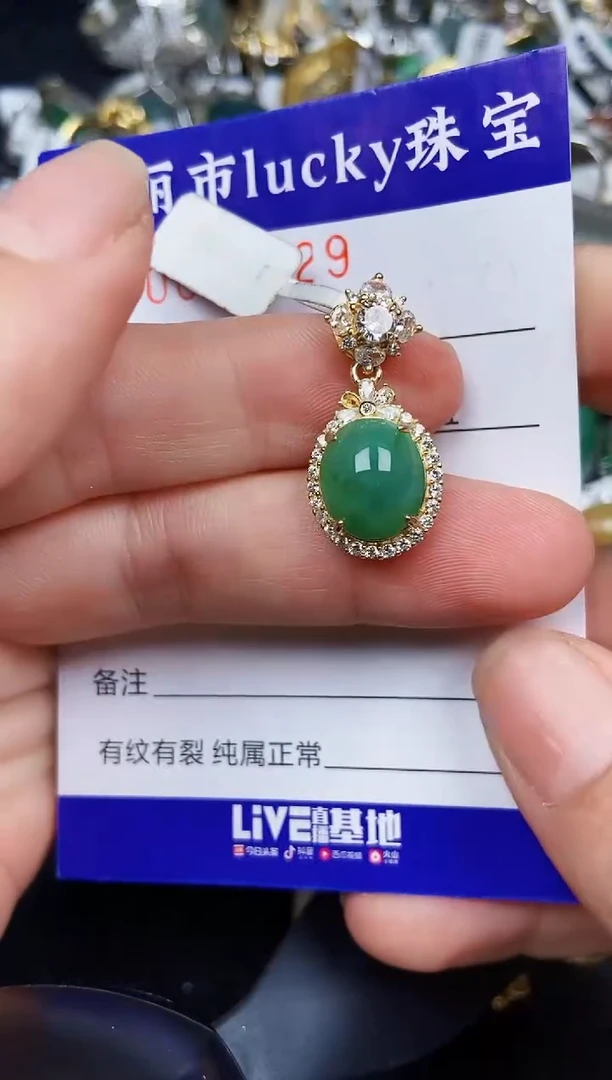 翡翠银S925镶嵌颈饰2229