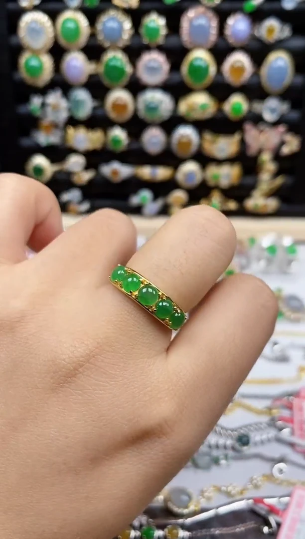 银S925镶嵌戒指翡翠7309