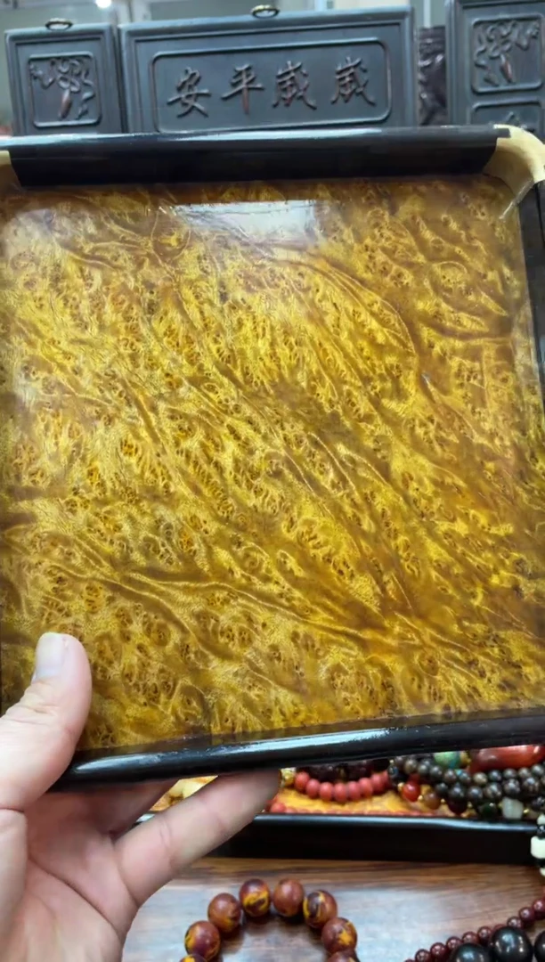 【闪购商品】木金s楠铜包角茶盘21*21