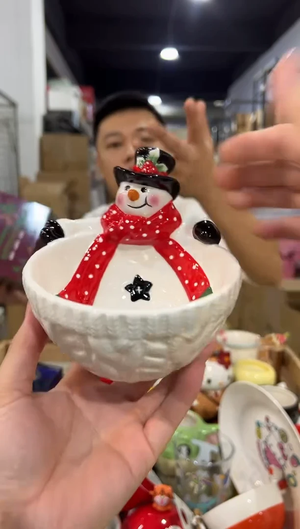 瓷片原盒雪人碗
