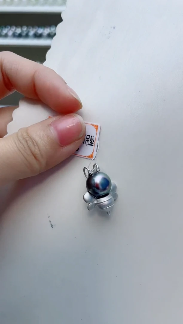 银S925镶嵌拼合珍珠（马贝珠）颈饰A48