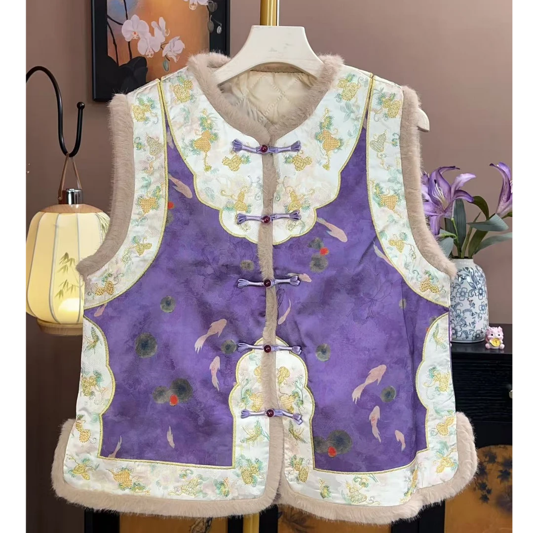 双色-新中式国风刺绣百搭棉马甲