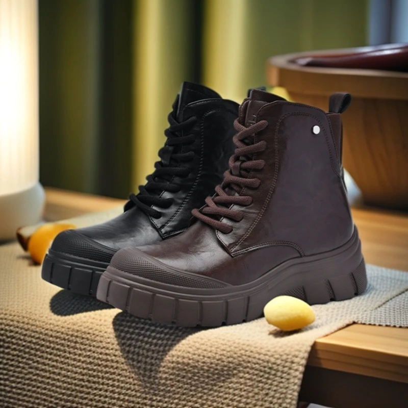 2025新品爆款休闲百搭圆头系带复古厚底马丁靴B1094B95812