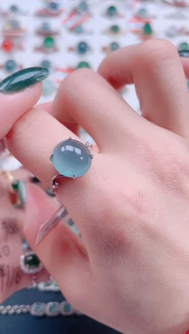 银S925镶嵌戒指翡翠天然翡翠