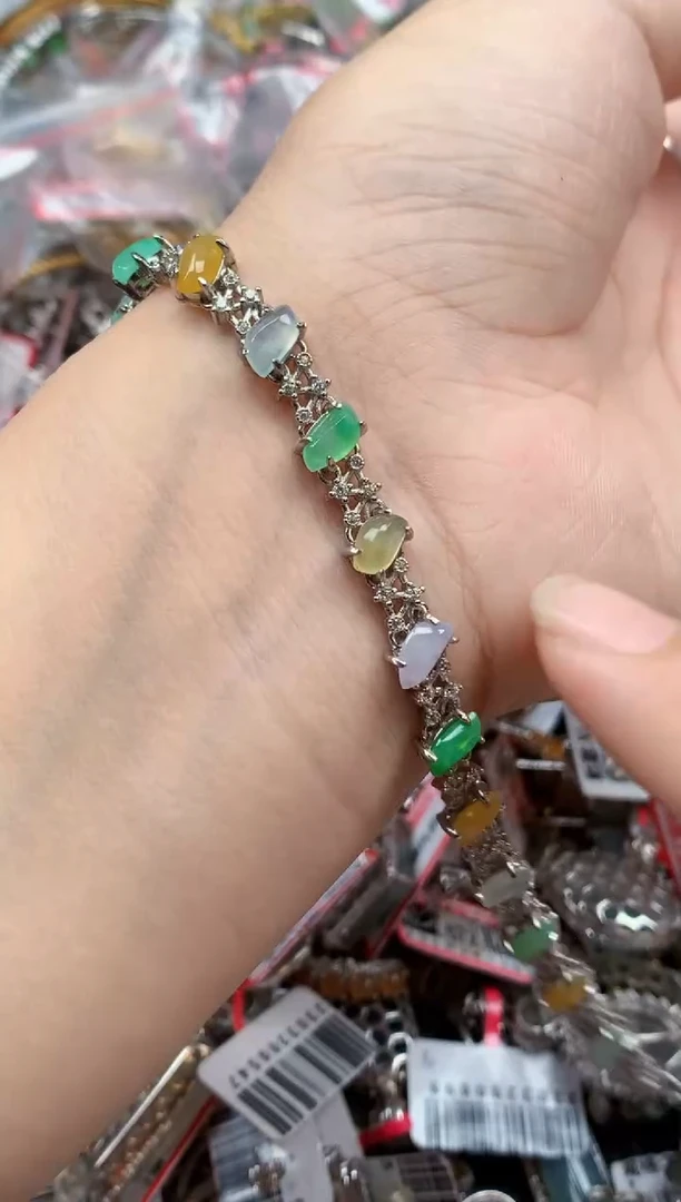 银S925镶嵌戒指翡翠天然A货缅甸翡翠