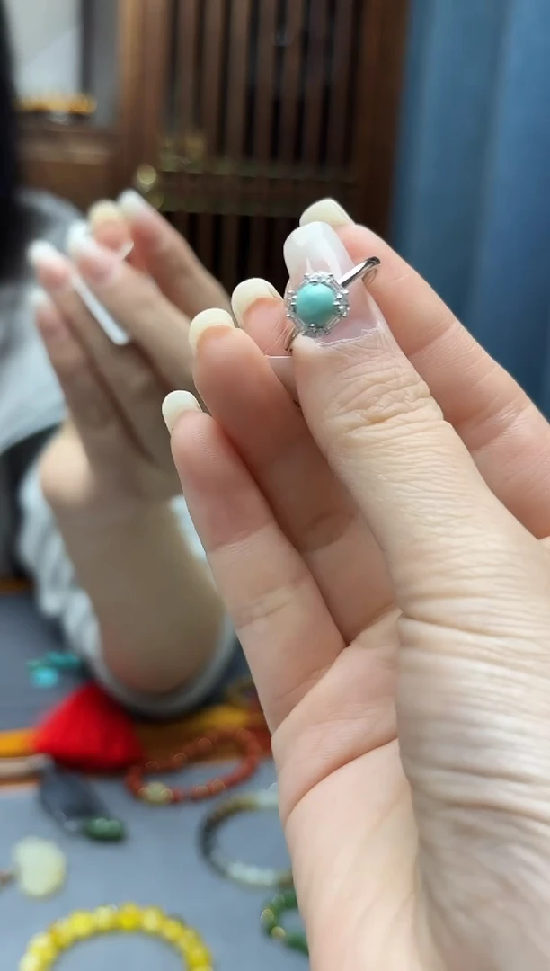 未镶嵌绿松石戒指小*方松石戒指GW