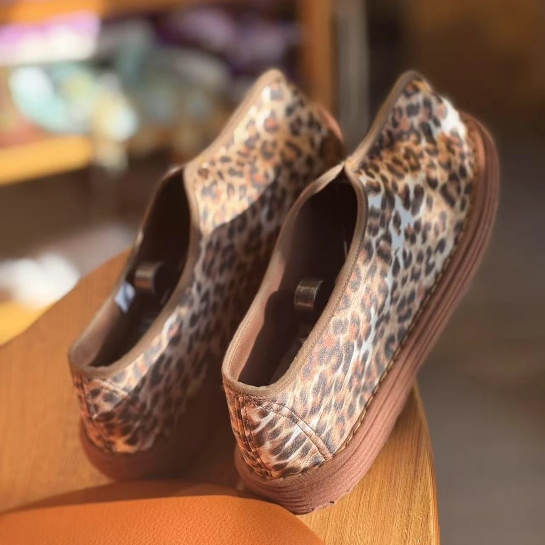 金钱豹—豹纹独特单鞋两片布鞋平底手工千层底