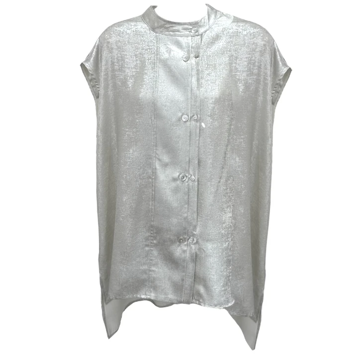 【银月光】2025春夏 工艺涂层手工立体花设计感双层扣衬衫长裤套装