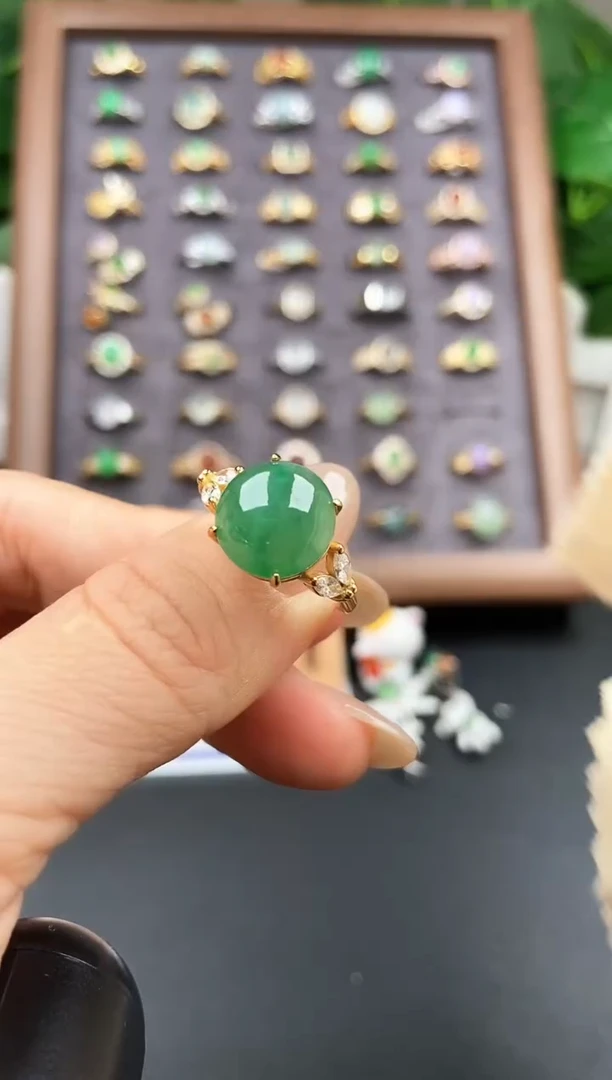 银S925镶嵌戒指翡翠12