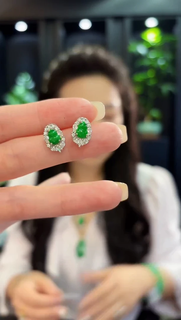 未镶嵌翡翠耳饰 缅料A货/支持复检/一件