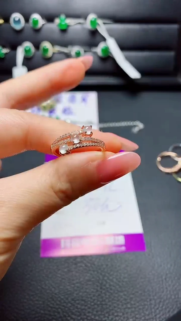 银S925镶嵌戒指翡翠天然翡翠A货s925银镶