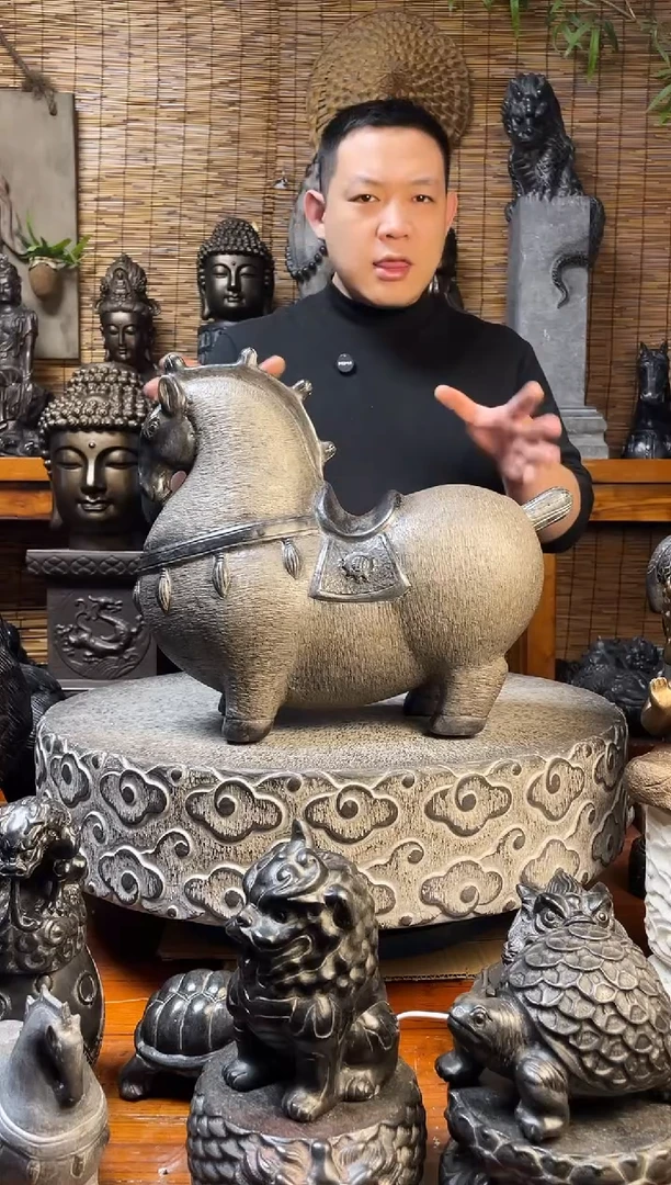 石材40唐马天然青石雕刻