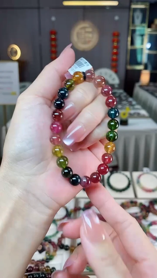 未镶嵌老矿碧玺色标彩虹单圈手串8mm+碧玺多样性发一条hon