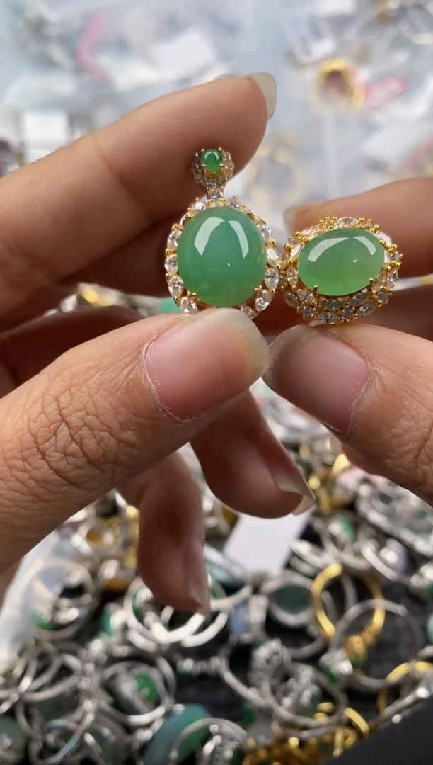 银S925镶嵌戒指翡翠999---1