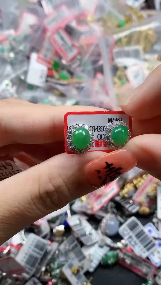 银S925镶嵌戒指翡翠天然A货缅甸翡翠