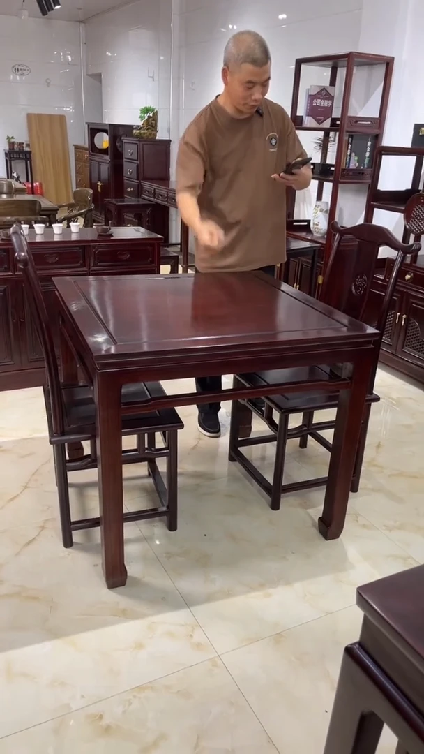 黑酸枝木类成套家具黑酸枝木方桌尺寸90*90*78高，一桌两椅