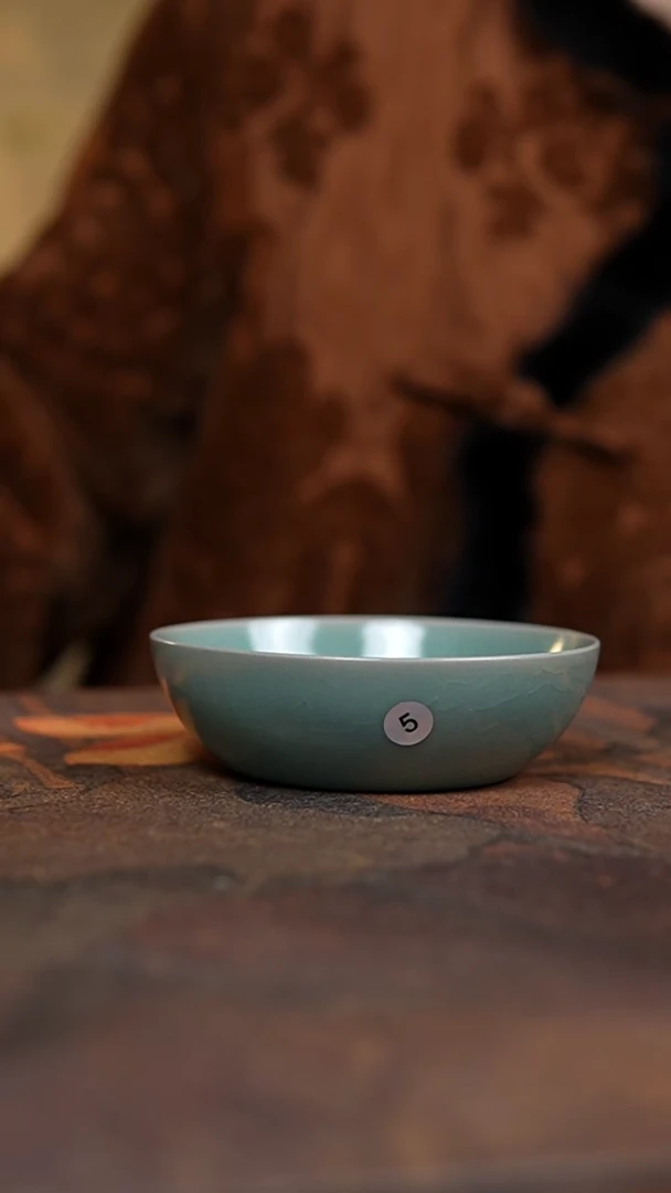 瓷片仿古翡翠绿釉普洱杯微瑕5