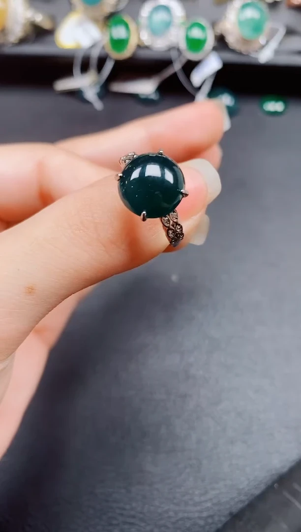 银S925镶嵌戒指翡翠翡翠