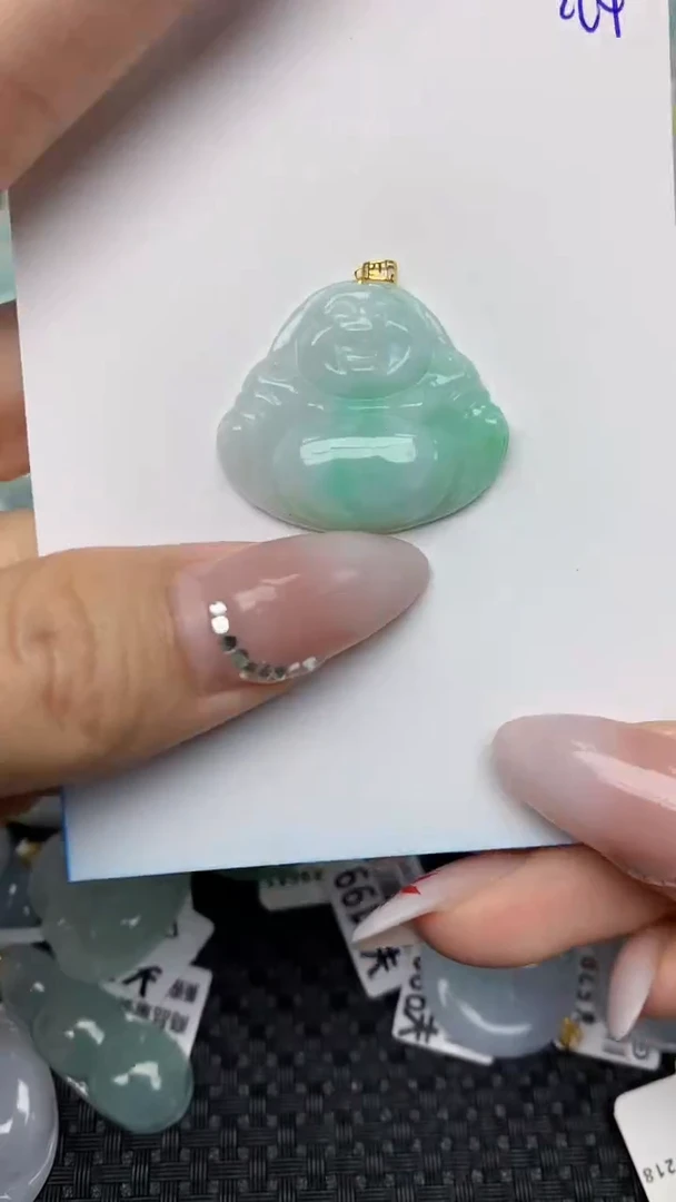 【闪购商品】翡翠颈饰18K金镶嵌天然翡翠a货