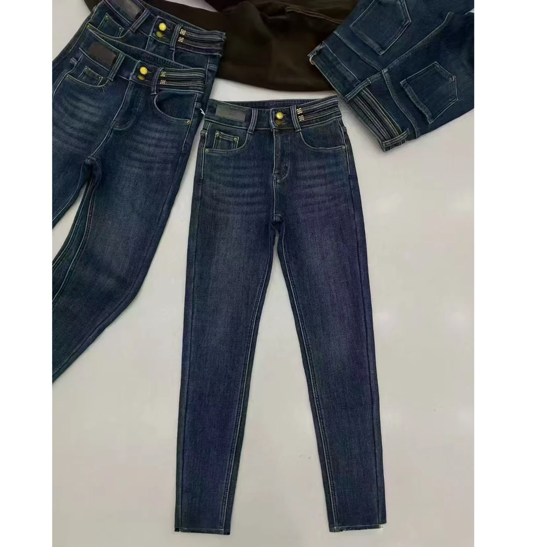 【锦衣服饰】XJ 87117韩系百搭密密绒小脚牛仔裤
