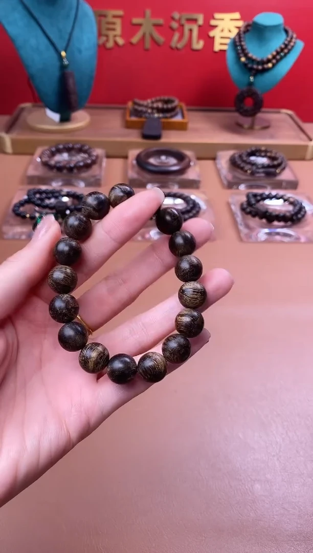 【闪购商品】沉香手串Y沉水越南芽庄白棋楠瘿子留疤12单圈