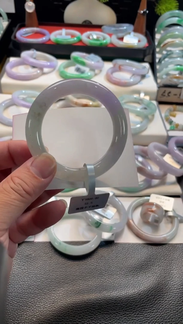 未镶嵌手镯翡翠95号链接 51圆条 有纹裂