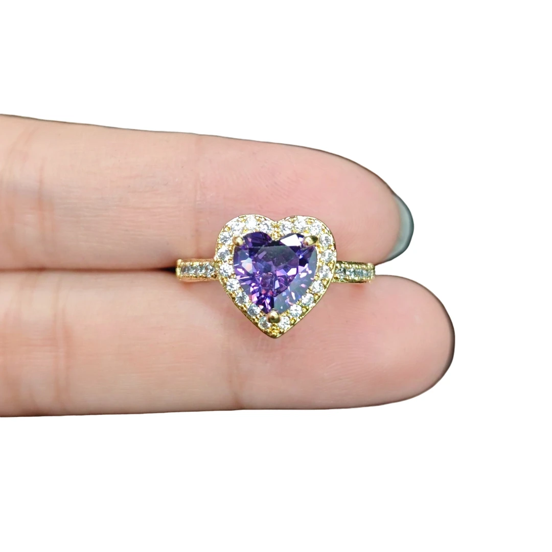 紫水晶爱心戒指I04-37赠礼盒(多样性发)