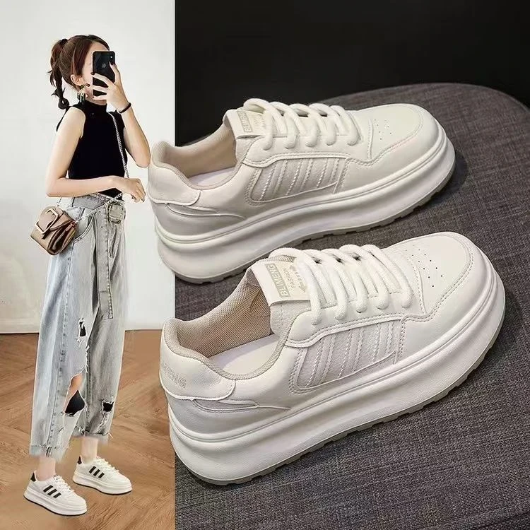 女板鞋2025时尚百搭运动透气韩版厚底百搭小自鞋S9886