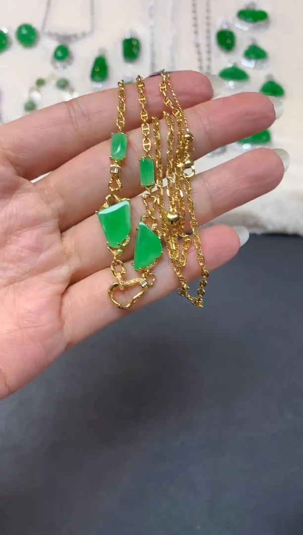 项链18K金镶嵌翡翠W45|15000