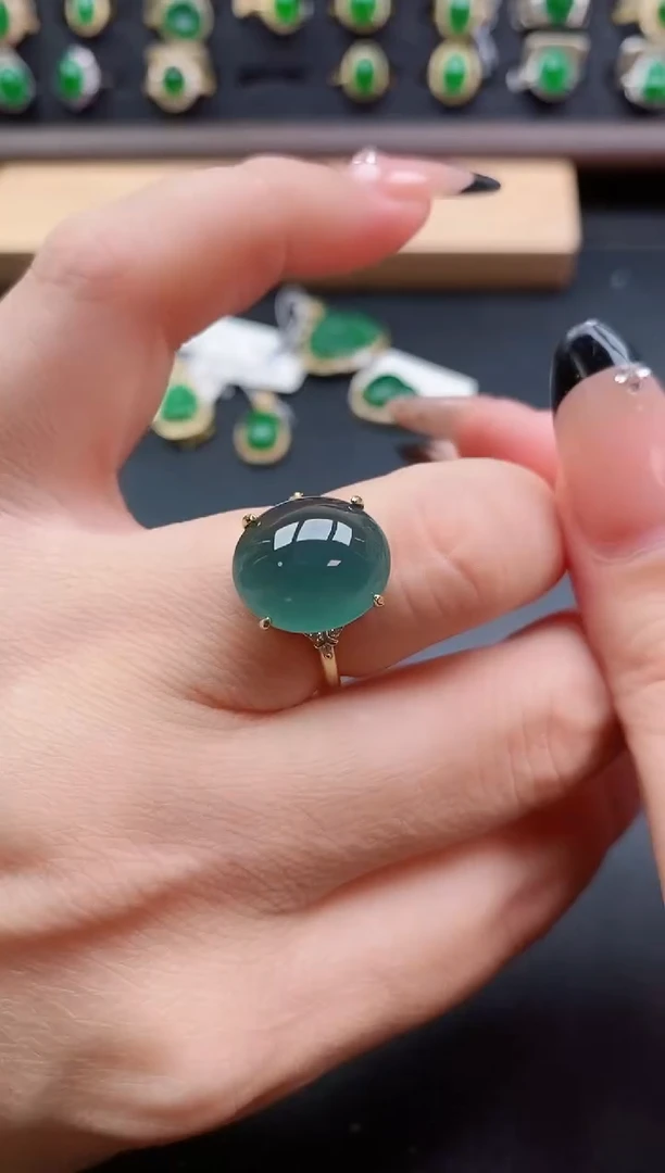 银S925镶嵌戒指翡翠1