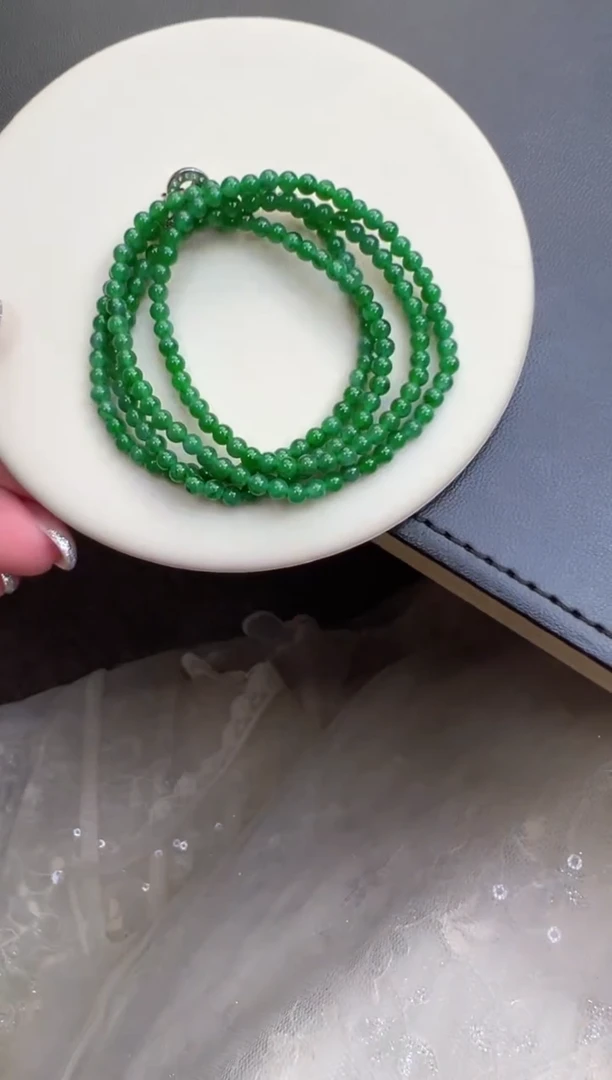 颈饰未镶嵌翡翠3mm绿珠链