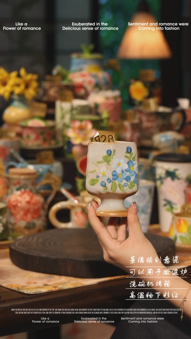 陶瓷景德镇高温釉下彩绘设计师款式