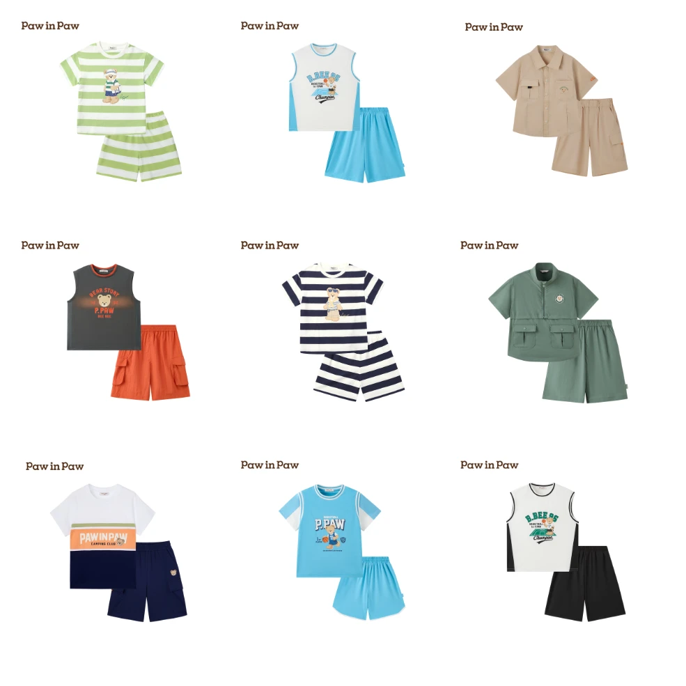 pawinpaw小熊童装夏季出游男女童可爱清凉套装合集