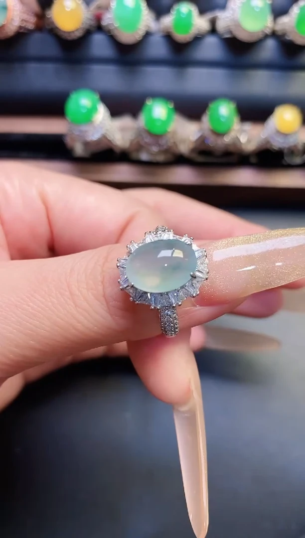 银S925镶嵌戒指翡翠天然