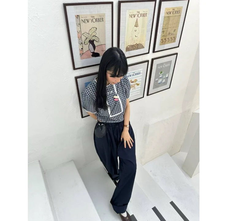 韩国小众品牌 VIAPLAIN 韩版抽绳宽松休闲裤