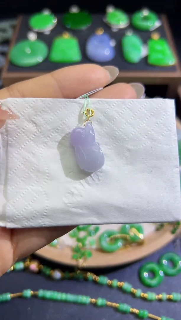 【闪购商品】翡翠颈饰18K金镶嵌Q缅料A货翡翠/支持复检/一件