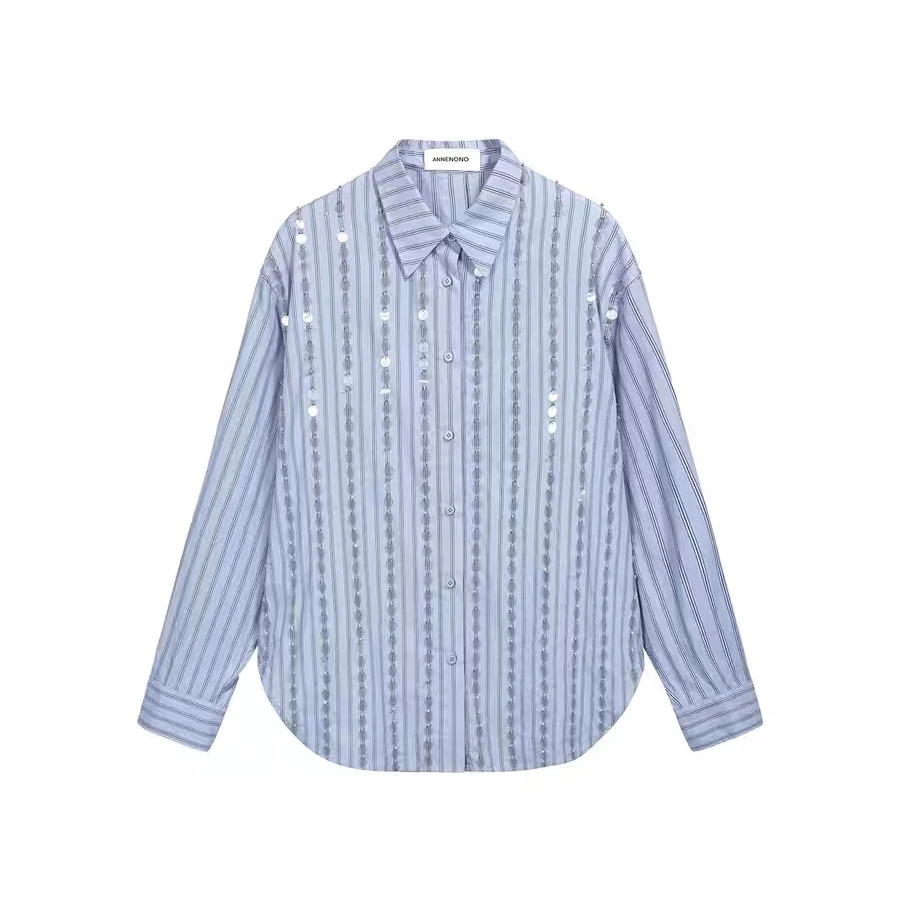 ANNENONO 设计师品牌 25春夏新品全件手工钉钻装饰衬衫时尚宽松女