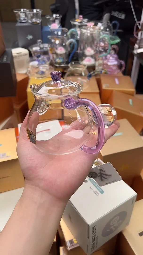 @@禾器晶彩清莲壶浅紫色+盖置随机