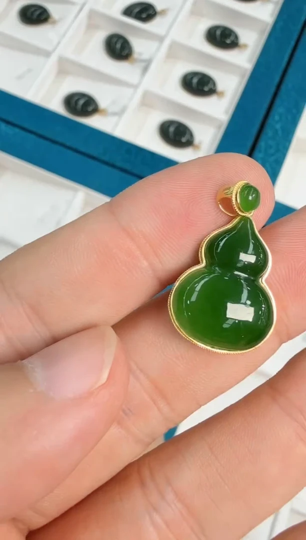 和田玉18K金镶嵌吊坠(不含链)葫芦 w22 多样性发一