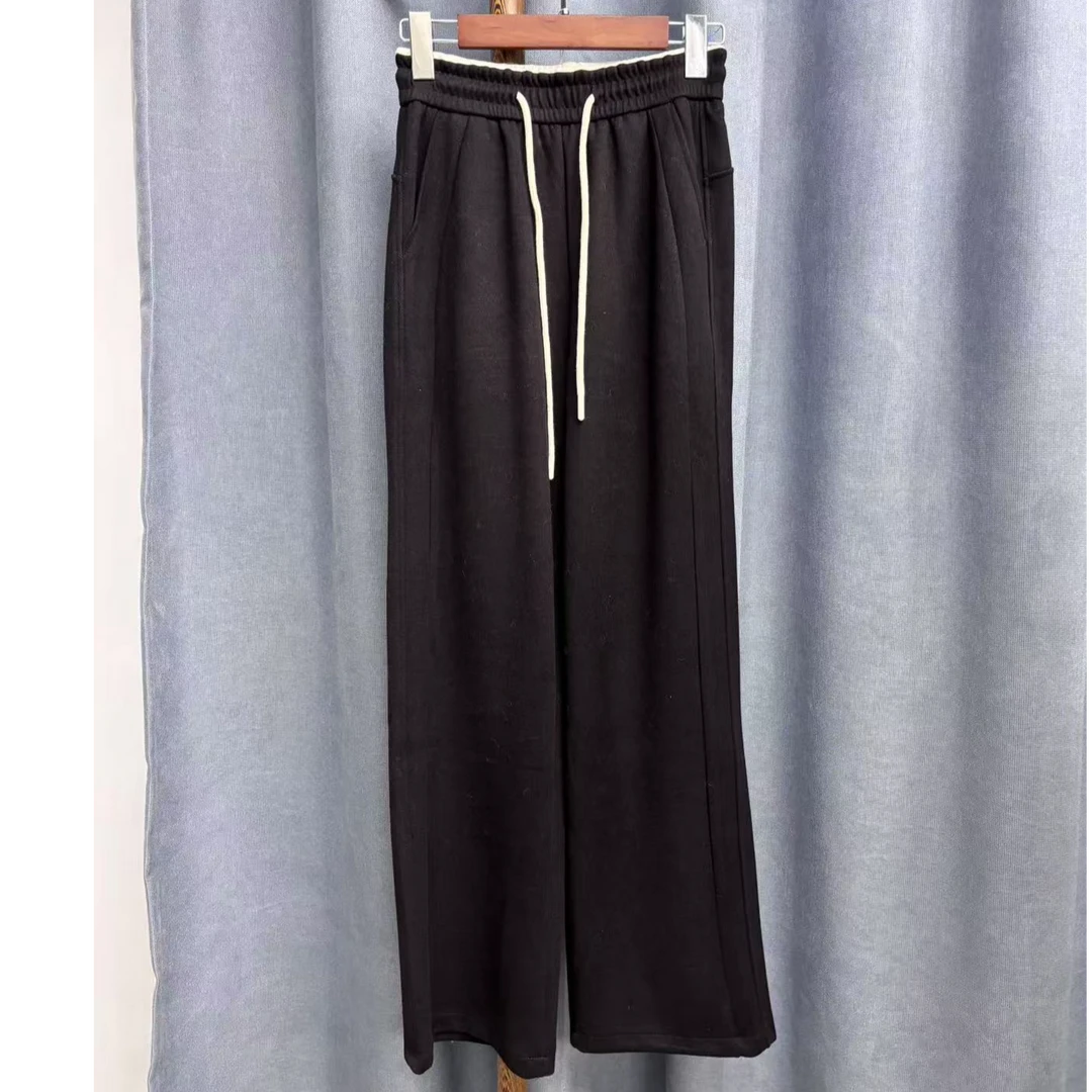 2025秋冬新款百搭宽松羚羊绒提臀直筒裤A945